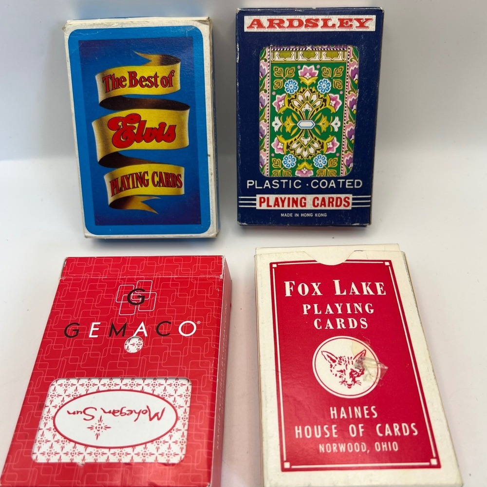 Vintage Playing Cards Mixed Lot 4 Packs Elvis, Ardsley, Mohegan Sun, Fox Hill